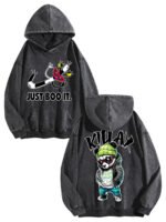 400g Washed Vintage Hoodie - Drawcord-Free | Double-Sided Heat-Transfer Print