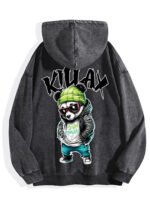 400g Washed Vintage Hoodie - Drawcord-Free | Double-Sided Heat-Transfer Print - Image 5