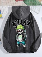 400g Washed Vintage Hoodie - Drawcord-Free | Double-Sided Heat-Transfer Print - Image 6